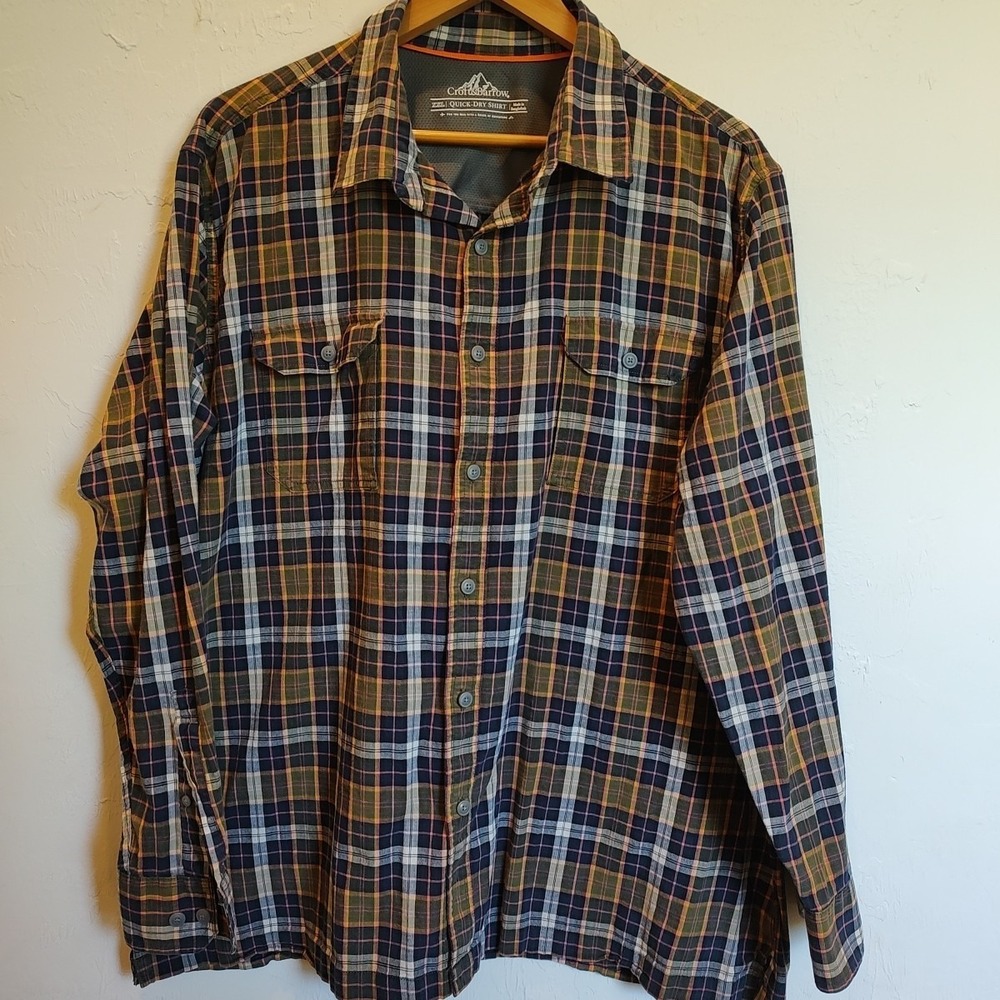 Croft and Barrow‎ Shirt Mens XXL Plaid Quick Dry Vented Outdoor Fish Performance